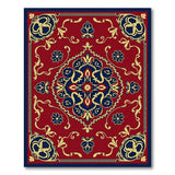 Elegant Red Persian Area Rug with Navy Gold