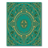 Teal Gold Ornate Floral Medallion Area Rug