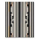 Modern Geometric Striped Area Rug Black Grey Orange