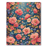 Vintage Pink Peony Garden Floral Rug