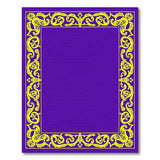 Purple Area Rug with Ornate Gold Floral Border