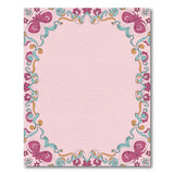 Ornate Pink Floral Swirl Border Area Rug