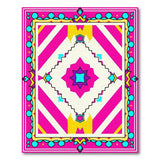 Vibrant Pink Teal Geometric Starburst Rug