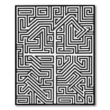 Black White Geometric Maze No. 7 Area Rug