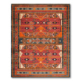 Bold Red Orange Southwestern Geometric Area Rug