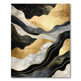 Luxury Abstract Black Gold Marble Washable Area Rug