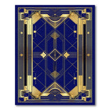 Navy Blue Art Deco Gold Geometric Area Rug