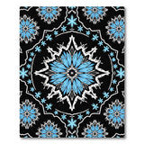 Blue Mandala Snowflake Geometric Area Rug