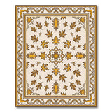 Cream Gold Ornate Floral Area Rug