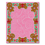 Festive Gingerbread Men Pink Kids Area Rug