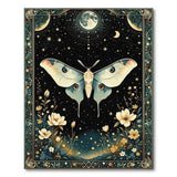 Teal Luna Moth Starry Night Area Rug