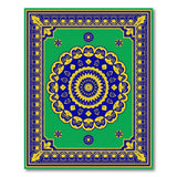 Lush Green Persian Mandala Area Rug with Navy Gold