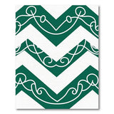 Ornate Green Chevron Swirl Area Rug