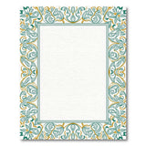 Teal and Gold Ornate Floral Border Rug