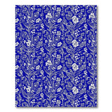 Navy Blue White Floral Motif Area Rug