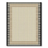 Beige Area Rug with Black Woven Borders