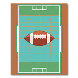Teal Football Field Area Rug with Game Ball