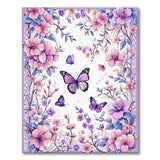 Purple Floral Butterflies Area Rug