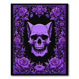Purple Cat Skull with Ornate Peony Floral Rug