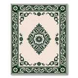 Beige and Neutral Ornate Green Floral Persian Area Rug