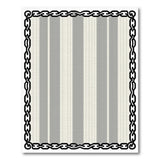 Grey Striped Chain Border Area Rug