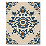 Cream Navy Blue Terracotta Medallion Persian Rug
