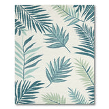 Teal Palm Frond Coastal Coastal Beach Area Rug