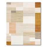 Beige and Neutral Geometric Block Area Rug