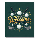 Golf Welcome Crossed Clubs Rug