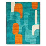 Blue and Teal Teal Orange Abstract Geometric Area Rug