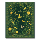 Emerald Green Butterfly Floral Meadow Rug