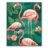 Pink Flamingo Teal Palm Leaf Area Rug