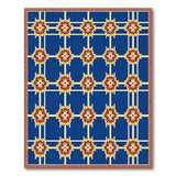 Navy Blue Persian Starflower Grid Area Rug