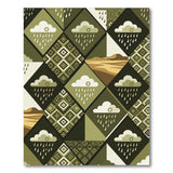 Green Geometric Rain Cloud Tribal Rug