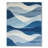 Serene Blue Layered Wave Area Rug