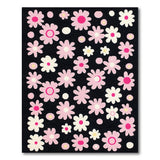Whimsical Pink Daisies on Black Area Rug