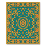 Traditional Persian Blue and Teal Teal Gold Medallion Persian Area Rug