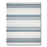 Coastal Blue White Striped Woven Area Rug