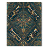 Golden Trumpets Blue Teal Geometric Area Rug