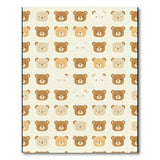 Cute Teddy Bear Faces Beige Area Rug