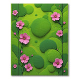 Lush Green Moss Garden Pink Flower Area Rug