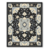 Traditional Persian Black Ivory Persian Medallion Area Rug