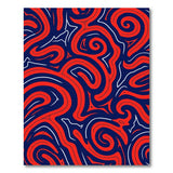 Red Swirl Abstract Area Rug on Navy