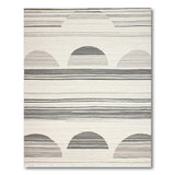 Grey Arch Striped Area Rug with Fringe