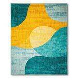 Teal Sunny Yellow Modern Wave Area Rug