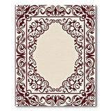 Beige and Neutral Ornate Maroon Floral Border Area Rug