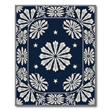 Navy Blue Floral Star Border Area Rug