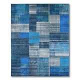 Blue Teal Patchwork Heritage Tribal Rug