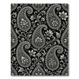 Elegant Black Silver Paisley Area Rug