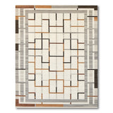 Grey Modern Geometric Grid Grey Area Rug